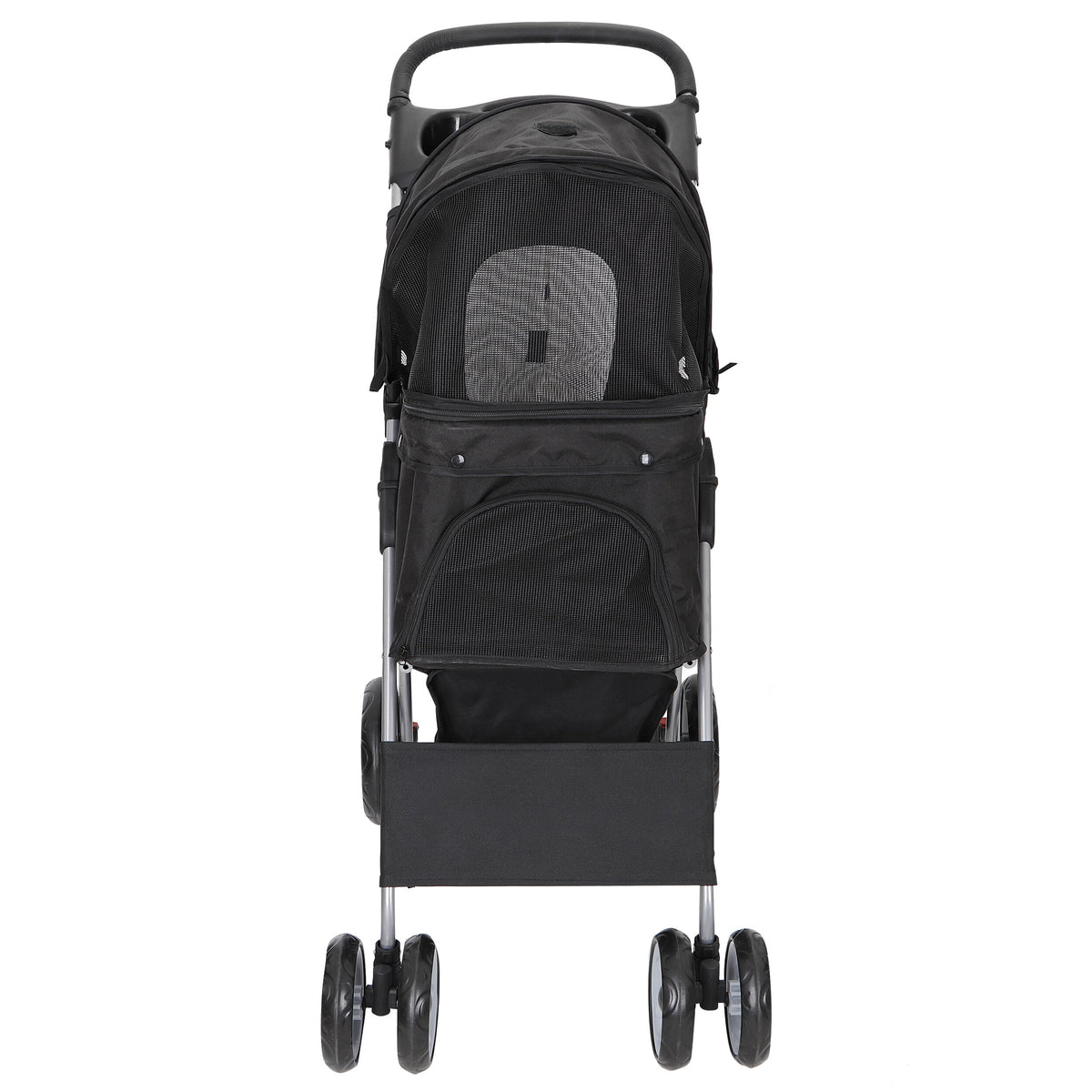 4 Wheel Foldable Pet Stroller with Storage Basket & Cup Holder M615072
