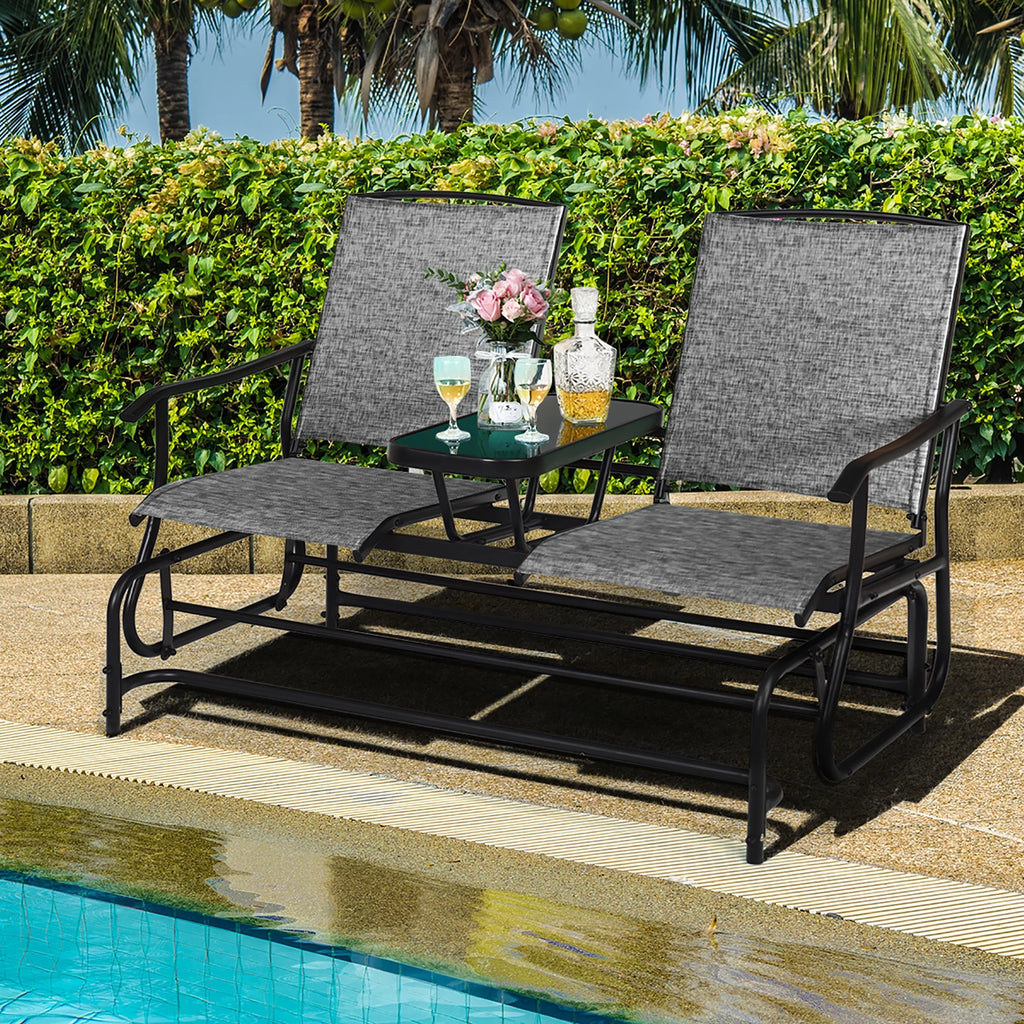 Brown 2 Person Outdoor Patio Glider Loveseat A58238