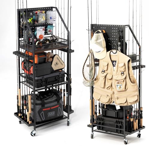 Fishing Rod Holders with Pegboard and Wheels M8050