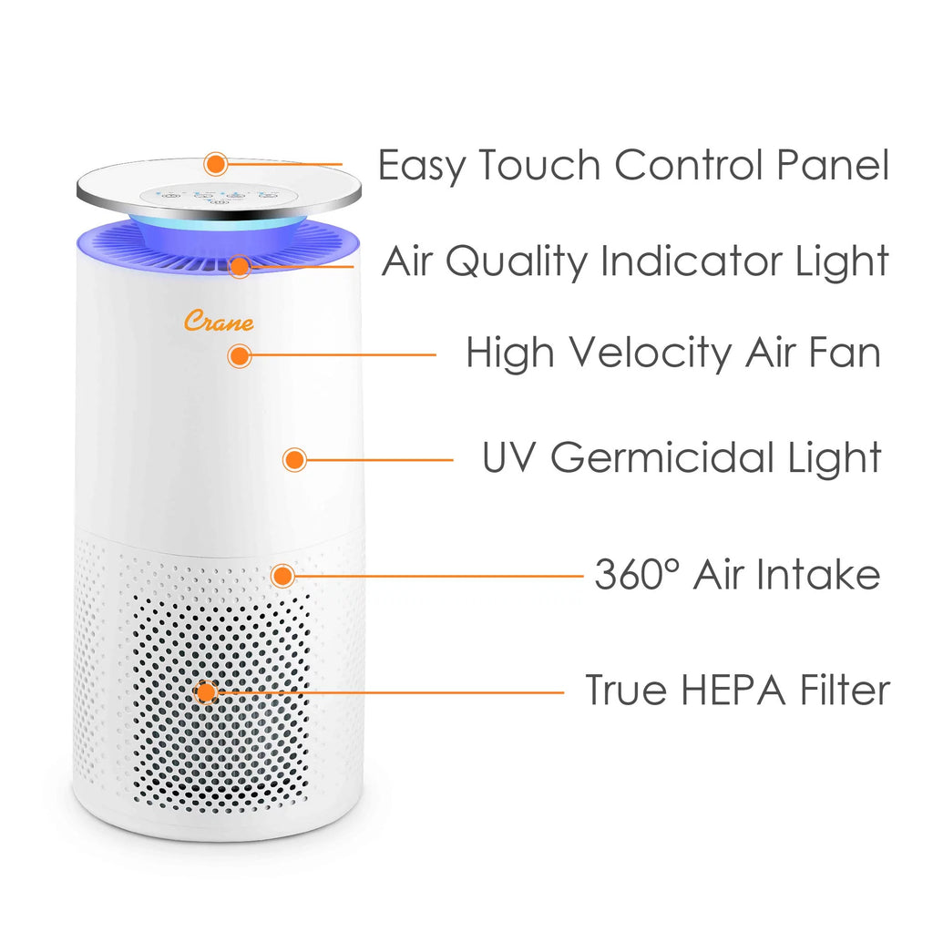 White True HEPA Tower Air Purifier with UV Light G739