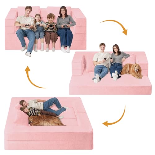Faux Fur Convertible Bean Bag Sofa Bed with Pillow K65477