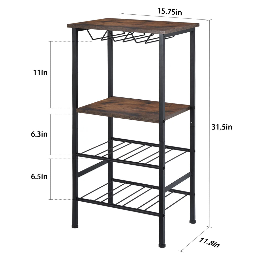 Freestanding Metal and Wood Wine Rack Table H193800