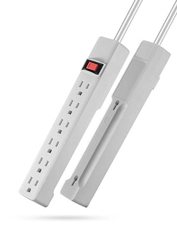 6 Outlet Power Strip with 2.5 ft Cord, White F807