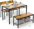 4 Piece Dining Table with 2 Chairs and Bench M6944