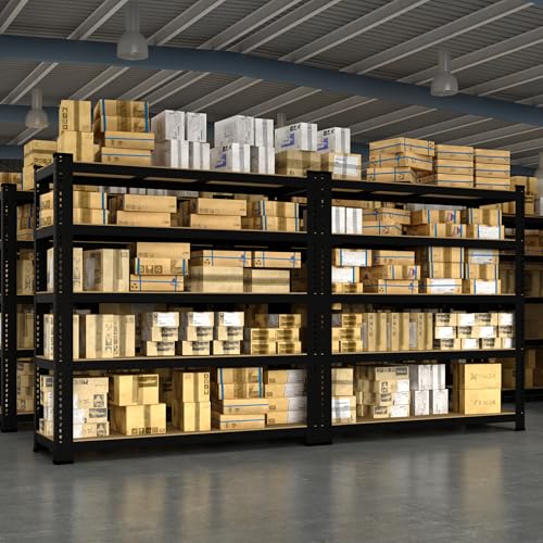 5 Tier Adjustable Heavy Duty Metal Shelving Unit, Black, 2 PCS U7002