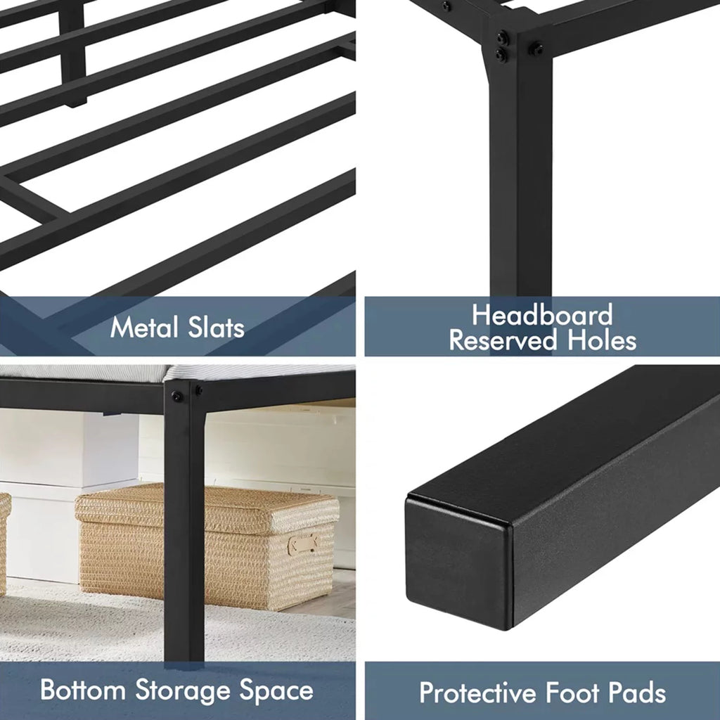 14 Inch Black Metal Twin Bed Frame Z737907