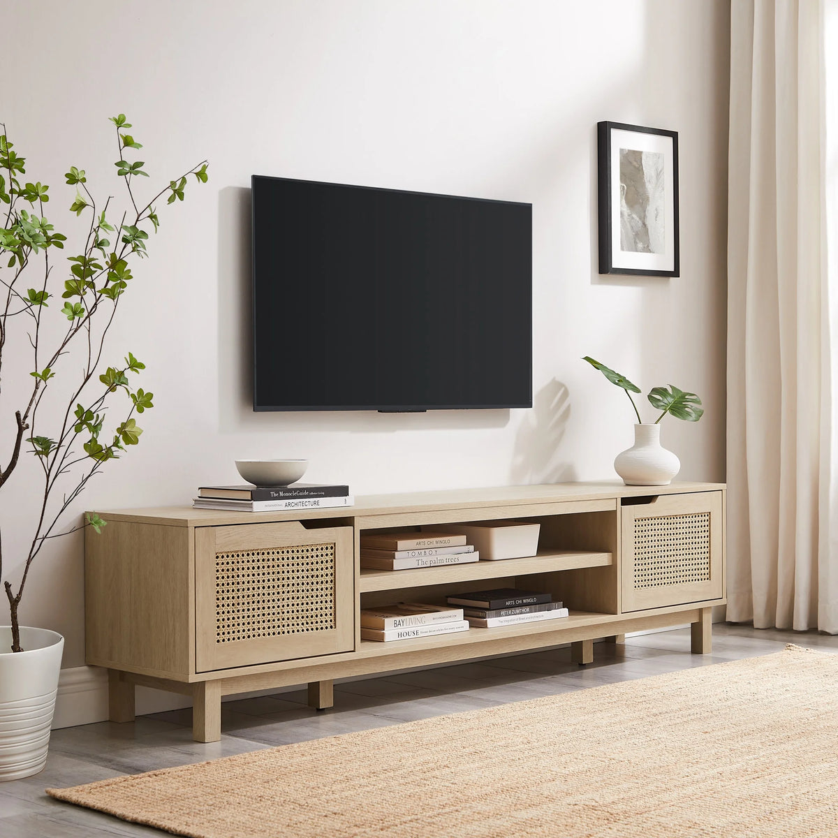Boho 2-Door Rattan TV Stand L6329