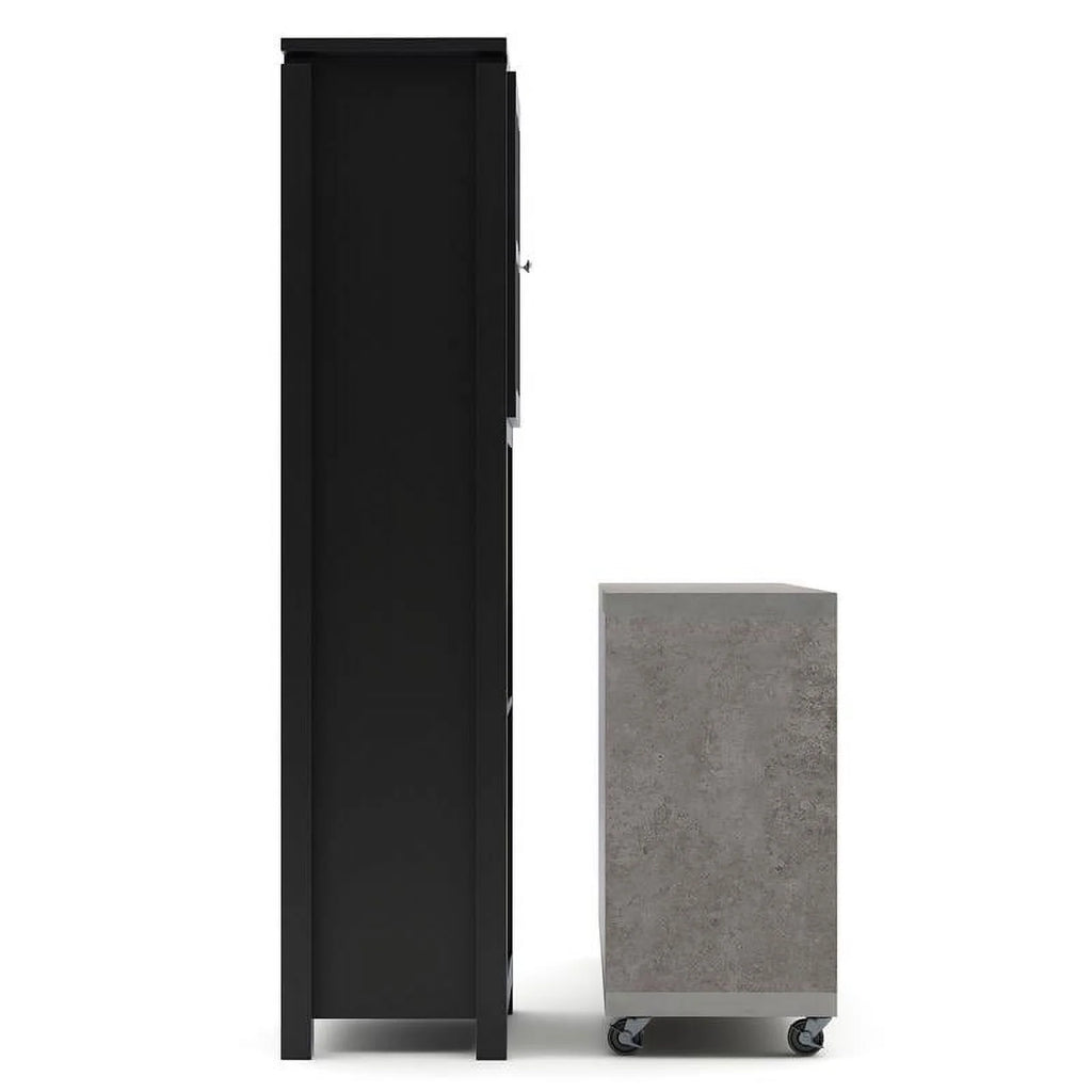 Wood 2pc Server and Wine Bar Cabinet Set in Black F7335