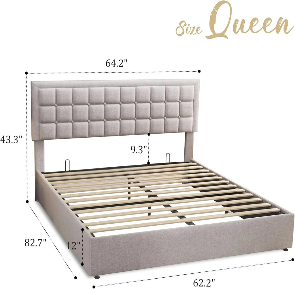 King Size Lift Up Storage Upholstered Platform Bed Frame K744146