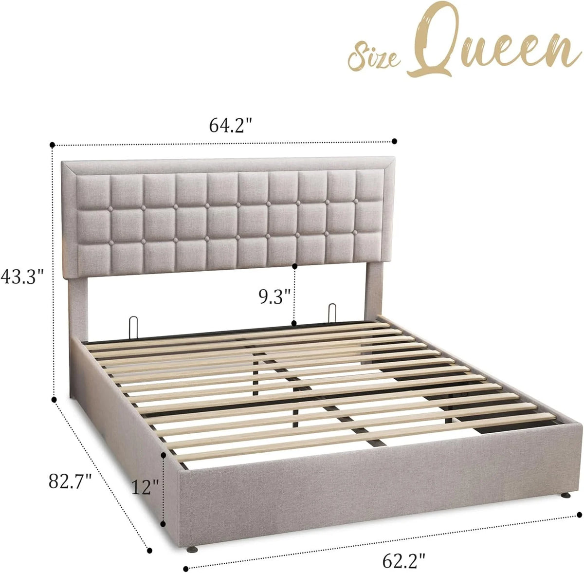 King Size Lift Up Storage Upholstered Platform Bed Frame K744146