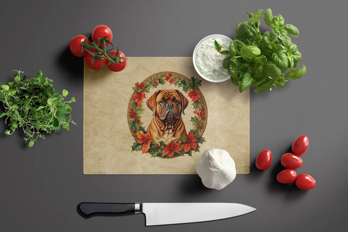 Christmas Flowers Glass Cutting Board 12 in x 15 in Z43285