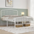 White Queen Metal Platform Bed with Arched Headboard and Footboard V1289