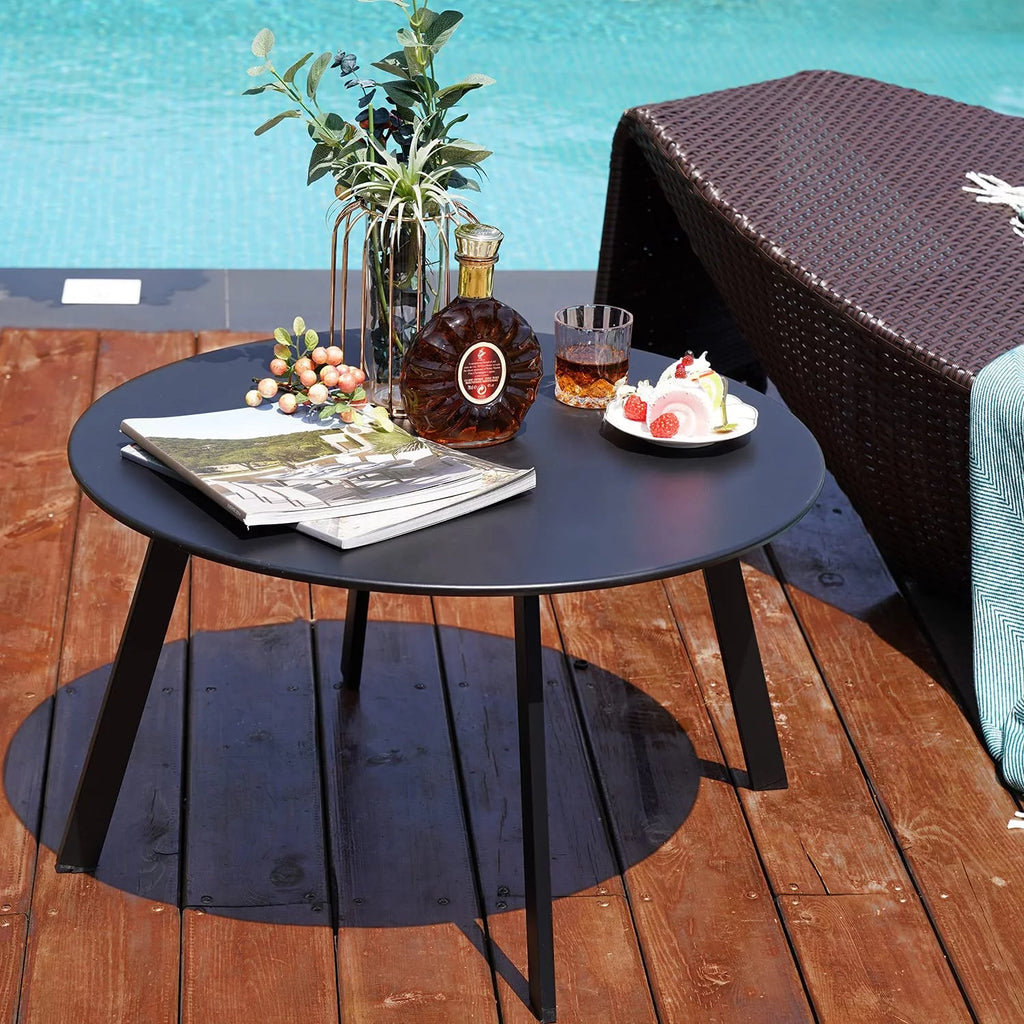 Black Round Metal End Table J272594