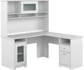 60W L Shaped Computer Desk with Hutch White Z8382