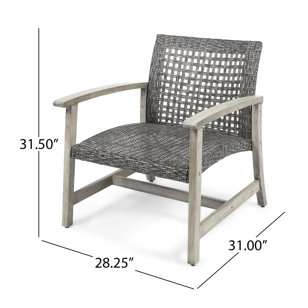 Black 5 Piece Wicker Outdoor Club Chairs & Fire Pit Set L4145