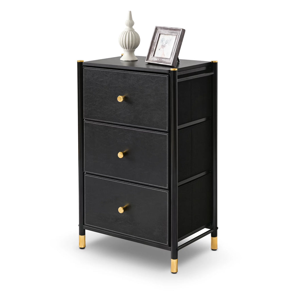 Black 3 Drawer Fabric Dresser B8798