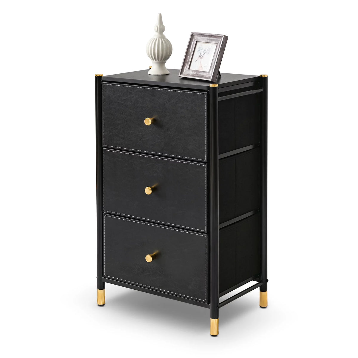 Black 3 Drawer Fabric Dresser B8798