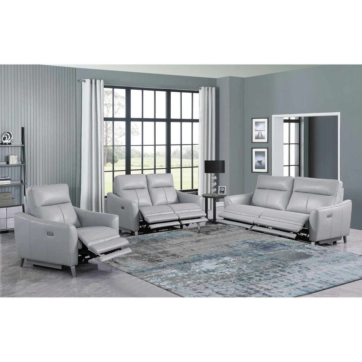 Blue 3-piece Power Reclining Living Room Set C229