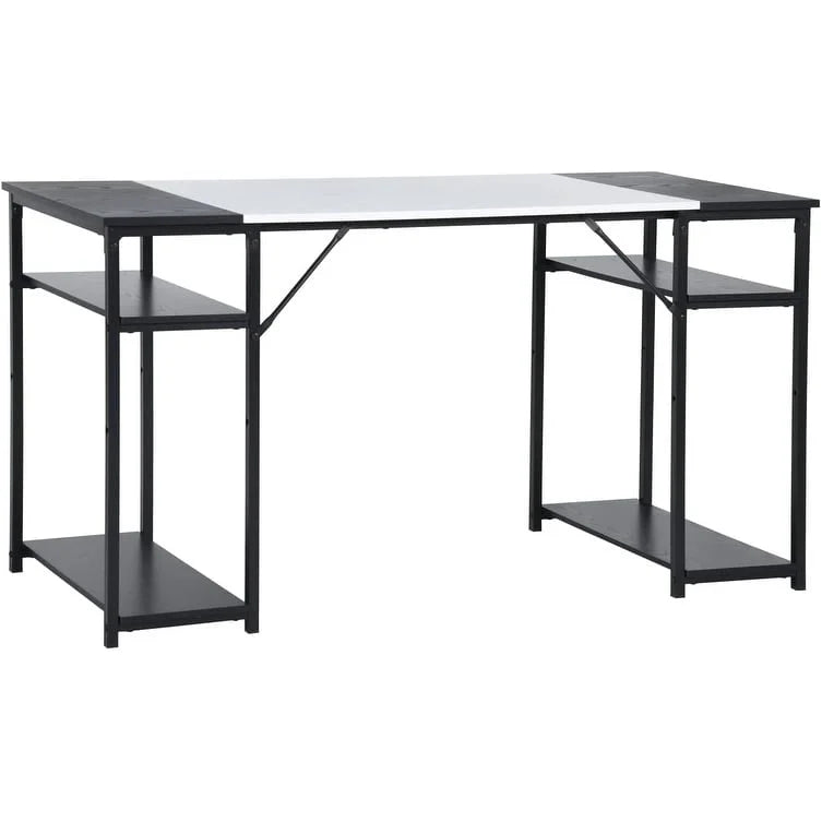 Black & White Wood Desk with 4 Storage Shelves O836489