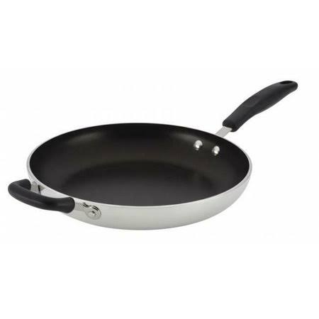 12-Inch Open Skillet Silver with Black Handle C2585