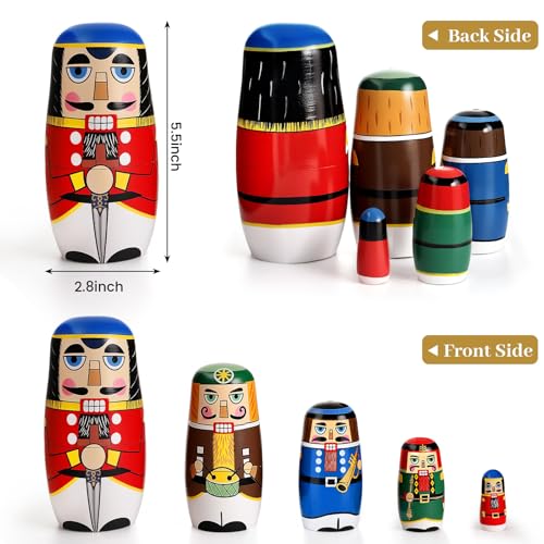 5 Pc Handmade Wooden Nesting Dolls H69769