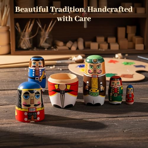 5 Pc Handmade Wooden Nesting Dolls H69769