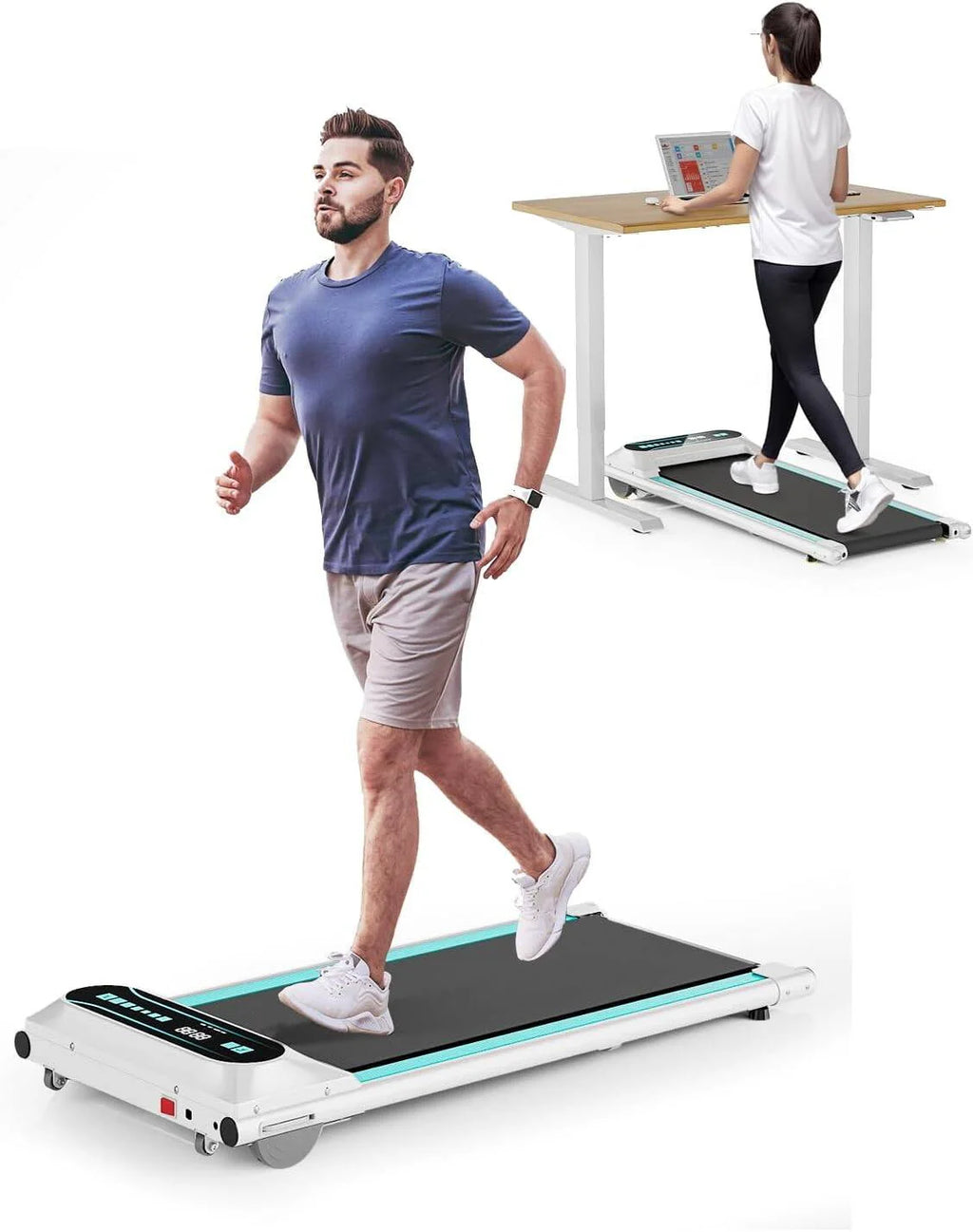 Blue Portable Walking Pad Treadmill with Remote Control O707339