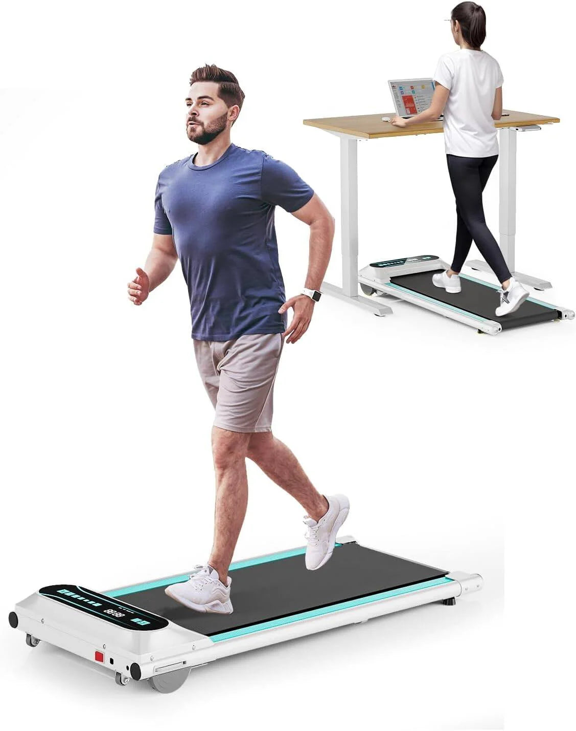 Blue Portable Walking Pad Treadmill with Remote Control O707339