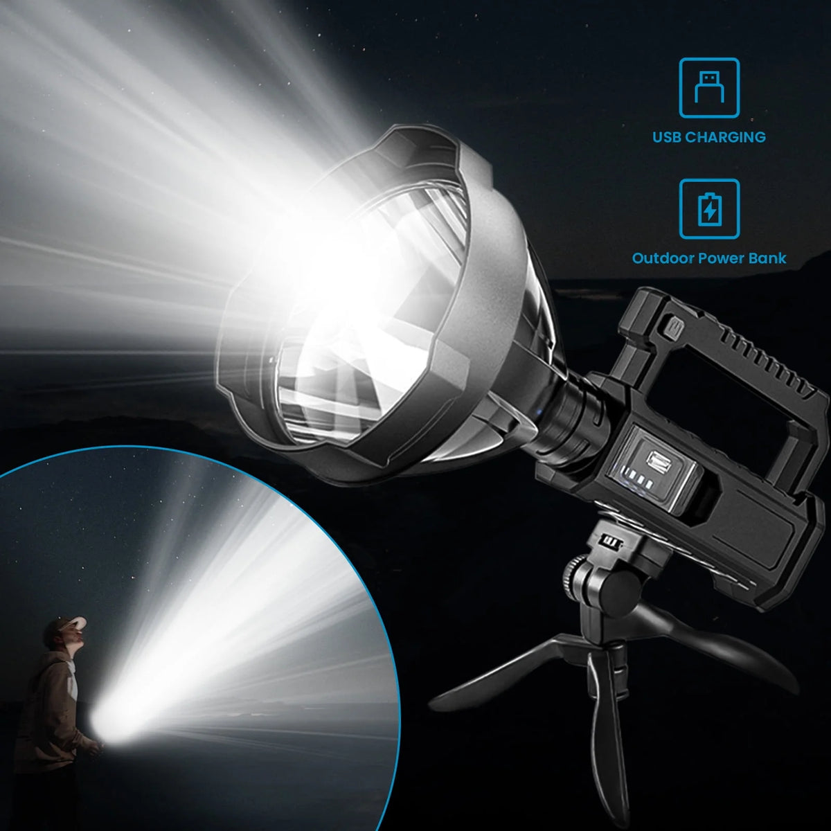 50000 Lumens Super Bright LED USB Rechargeable Waterproof Flashlight E834