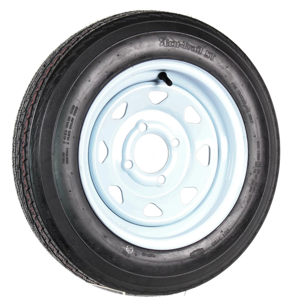 2-Pack Trailer Tire On Rim 4.80-12 12 in. Load C 4 Lug White Spoke Wheel D677315