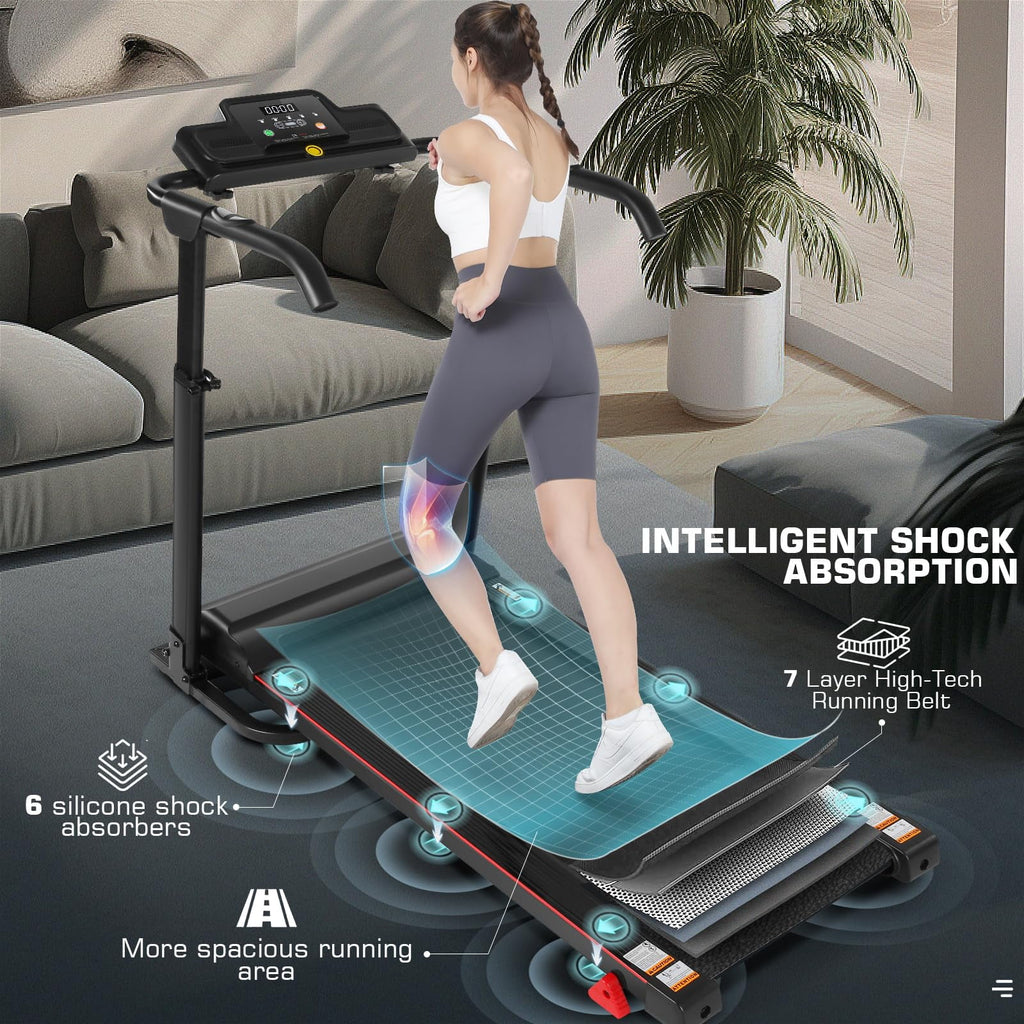 Folding Treadmill with Removable Desk, Adjustable Height, 300lb Weight Capacity, White D692557