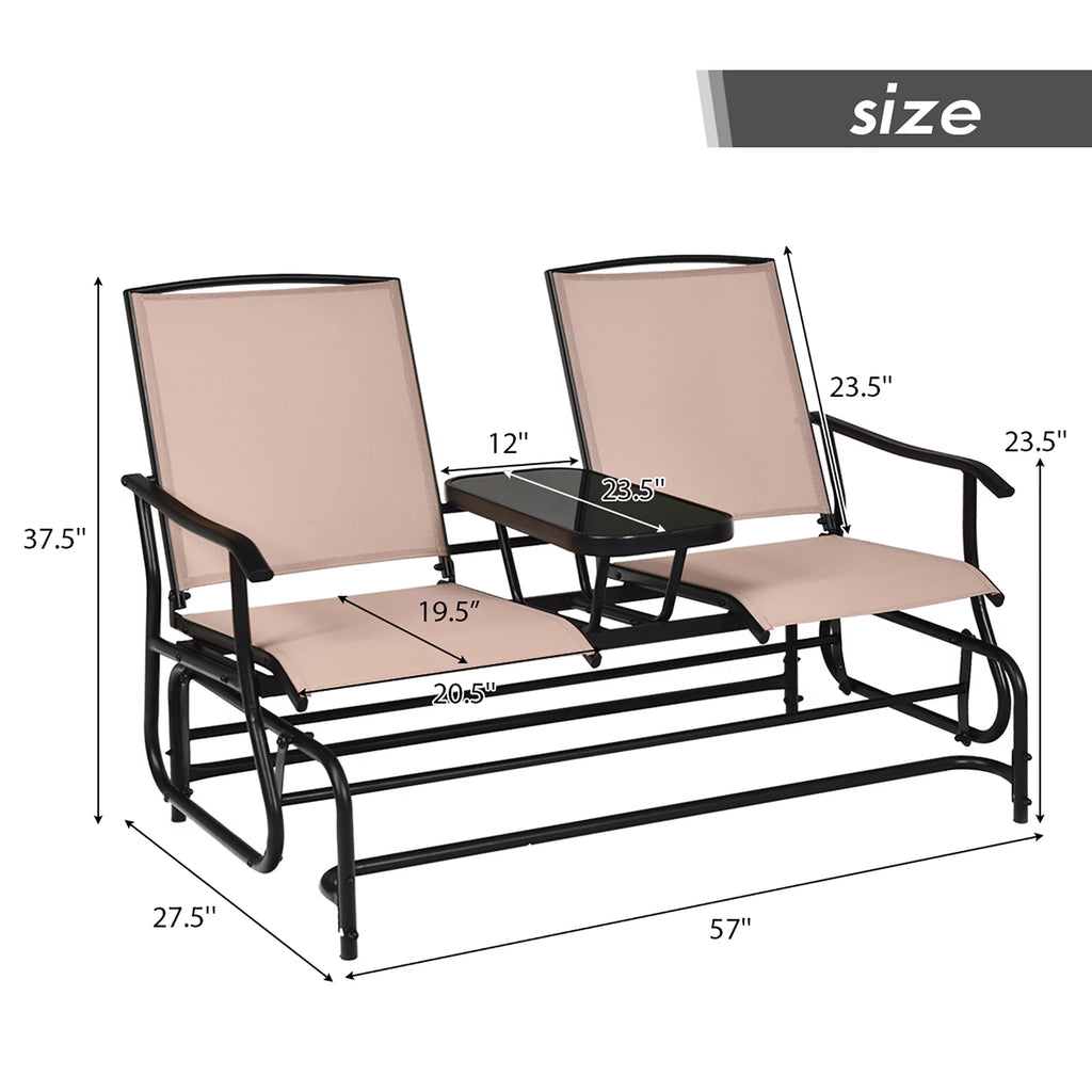 Brown 2 Person Outdoor Patio Glider Loveseat A58238