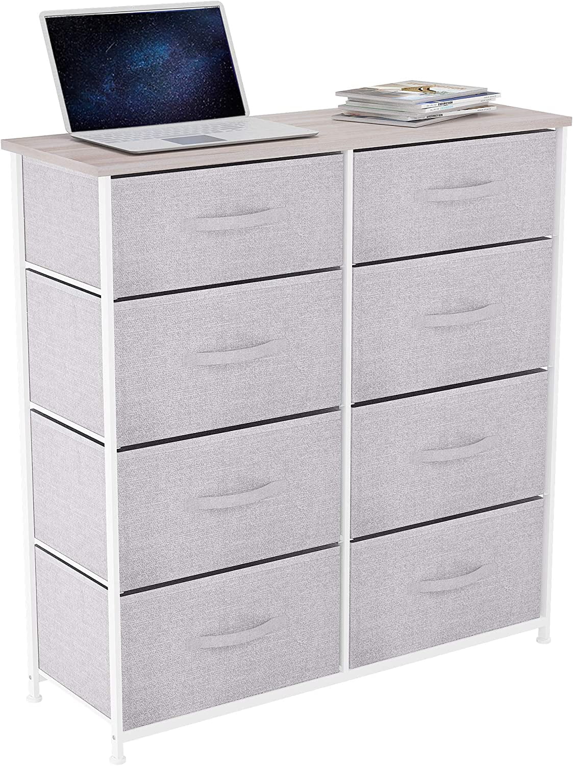 Light Grey 8 Drawer Fabric Dresser W38583