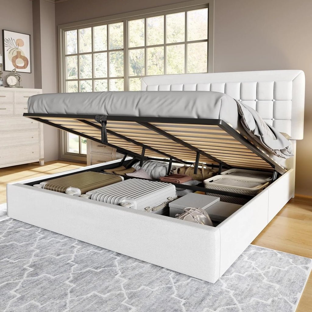 King Size Lift Up Storage Upholstered Platform Bed Frame K744146