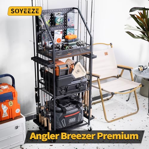 Fishing Rod Holders with Pegboard and Wheels M8050
