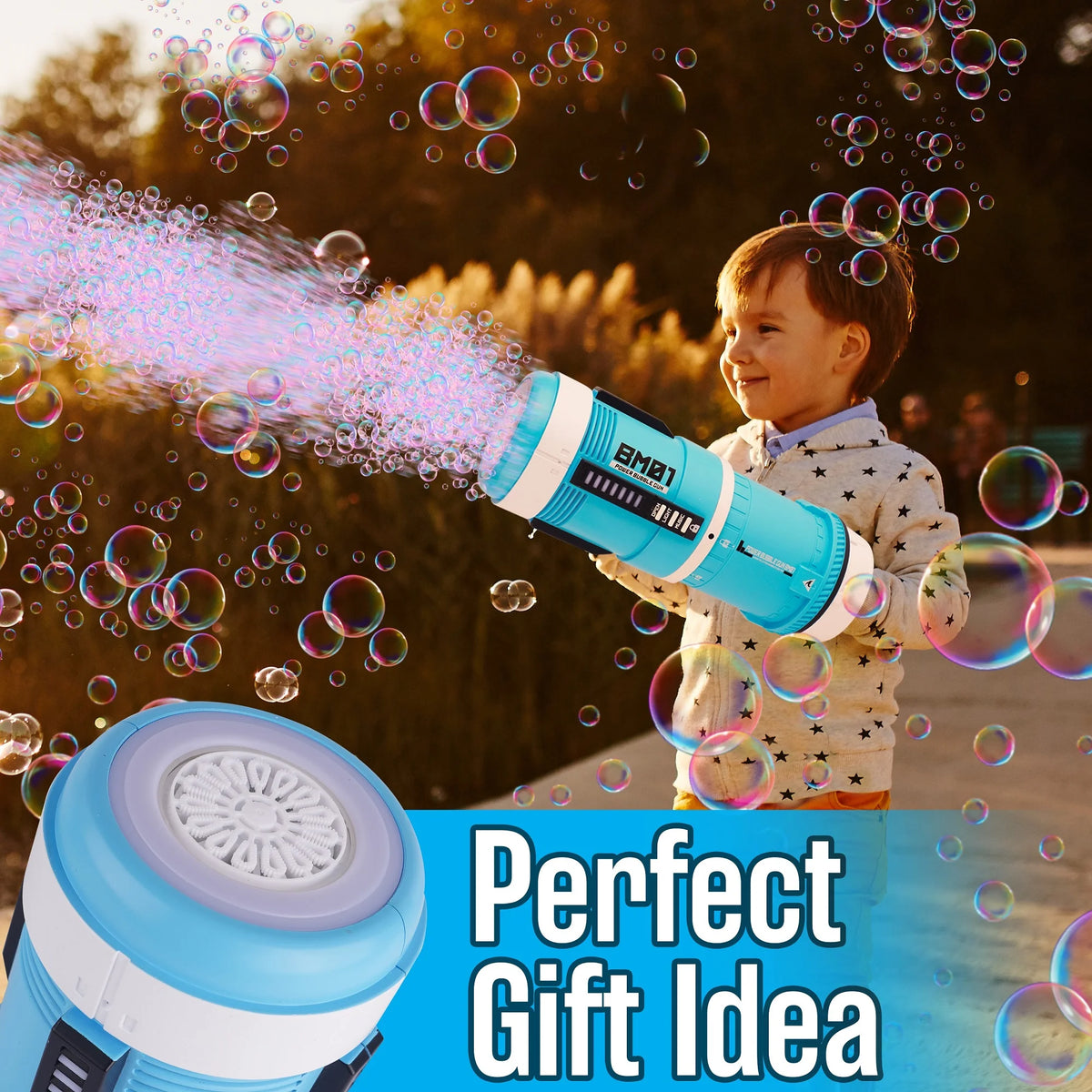 2 in 1 Rechargeable Bubble Gun with Sound and Light E37928