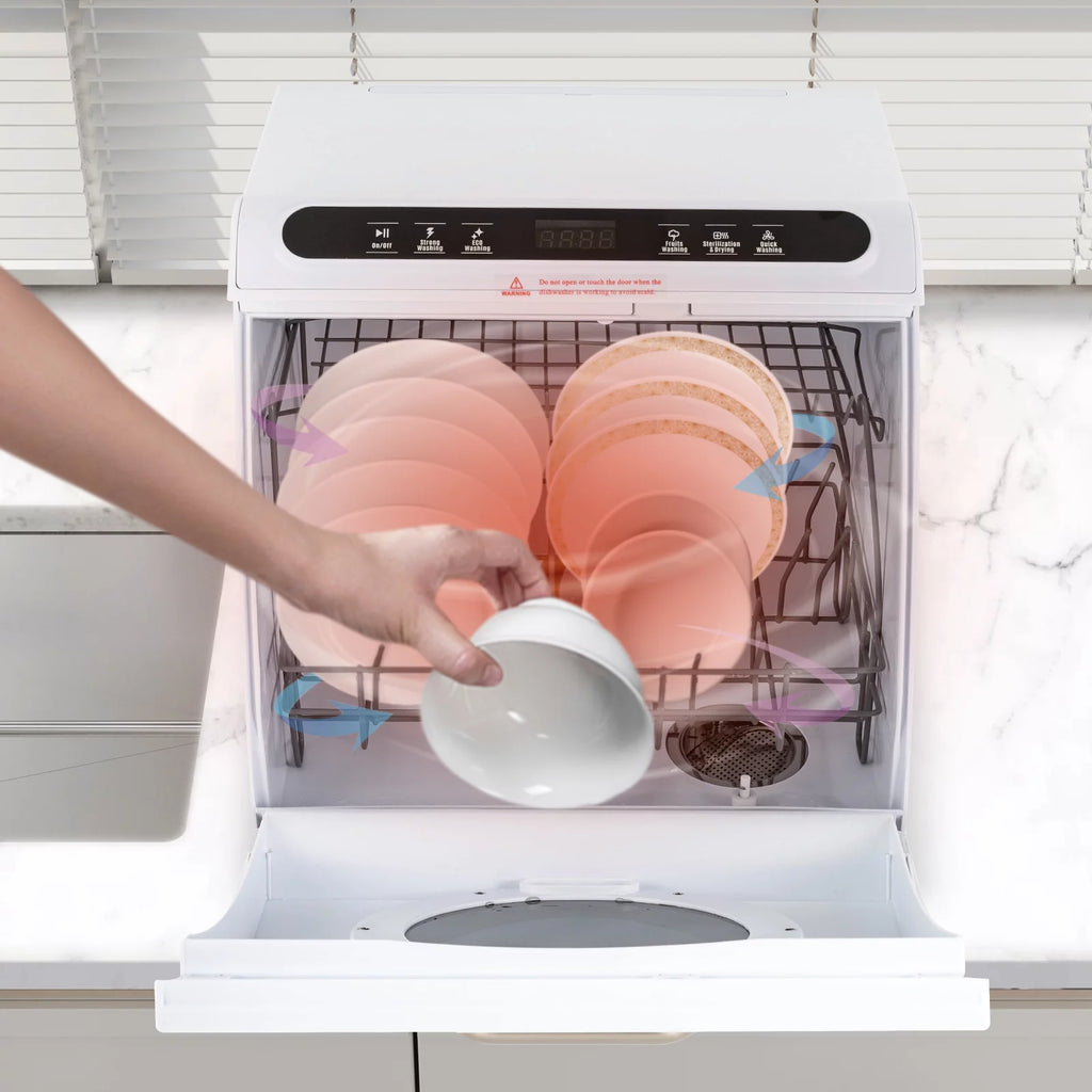 900W White Compact Countertop Dishwasher G5889