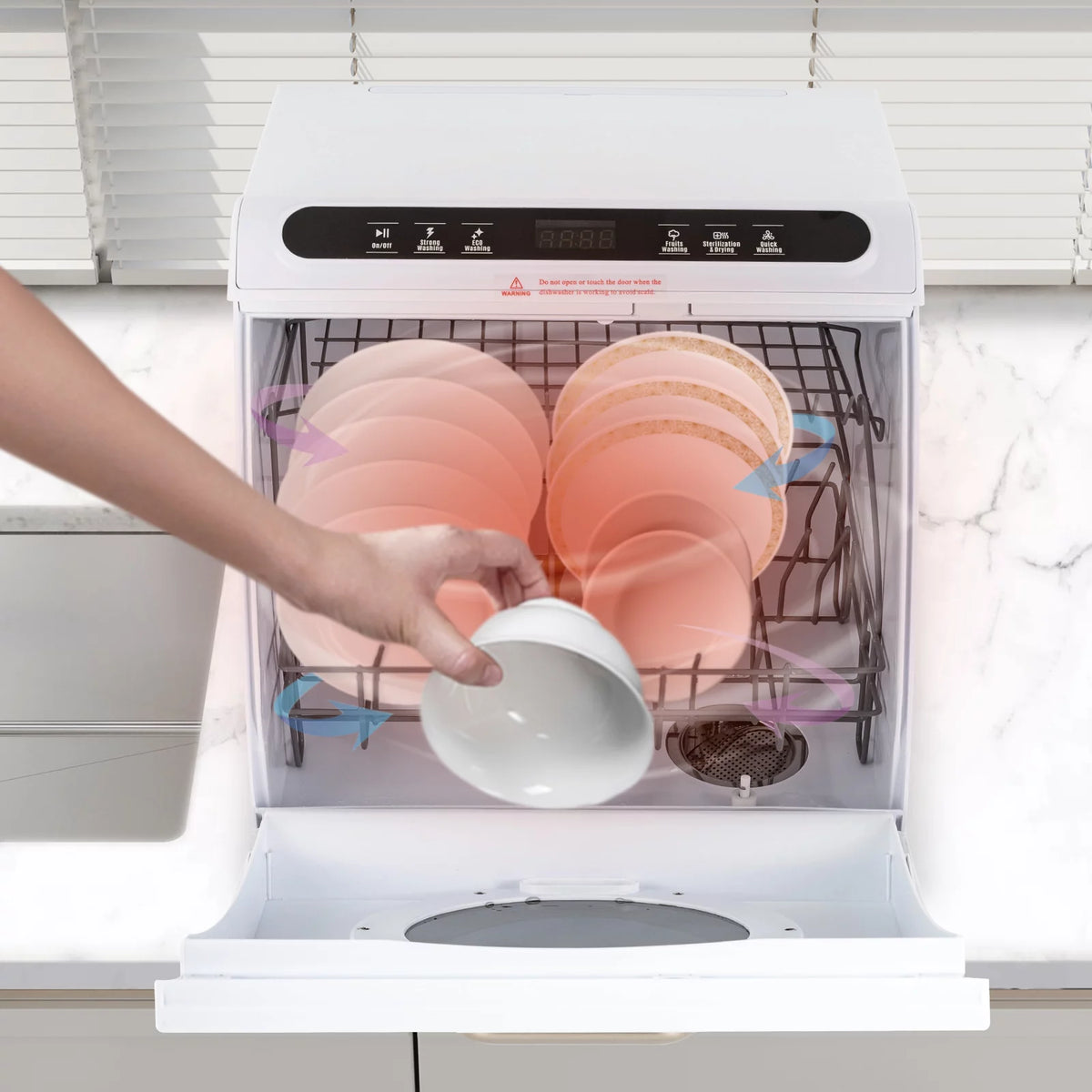 900W White Compact Countertop Dishwasher G5889