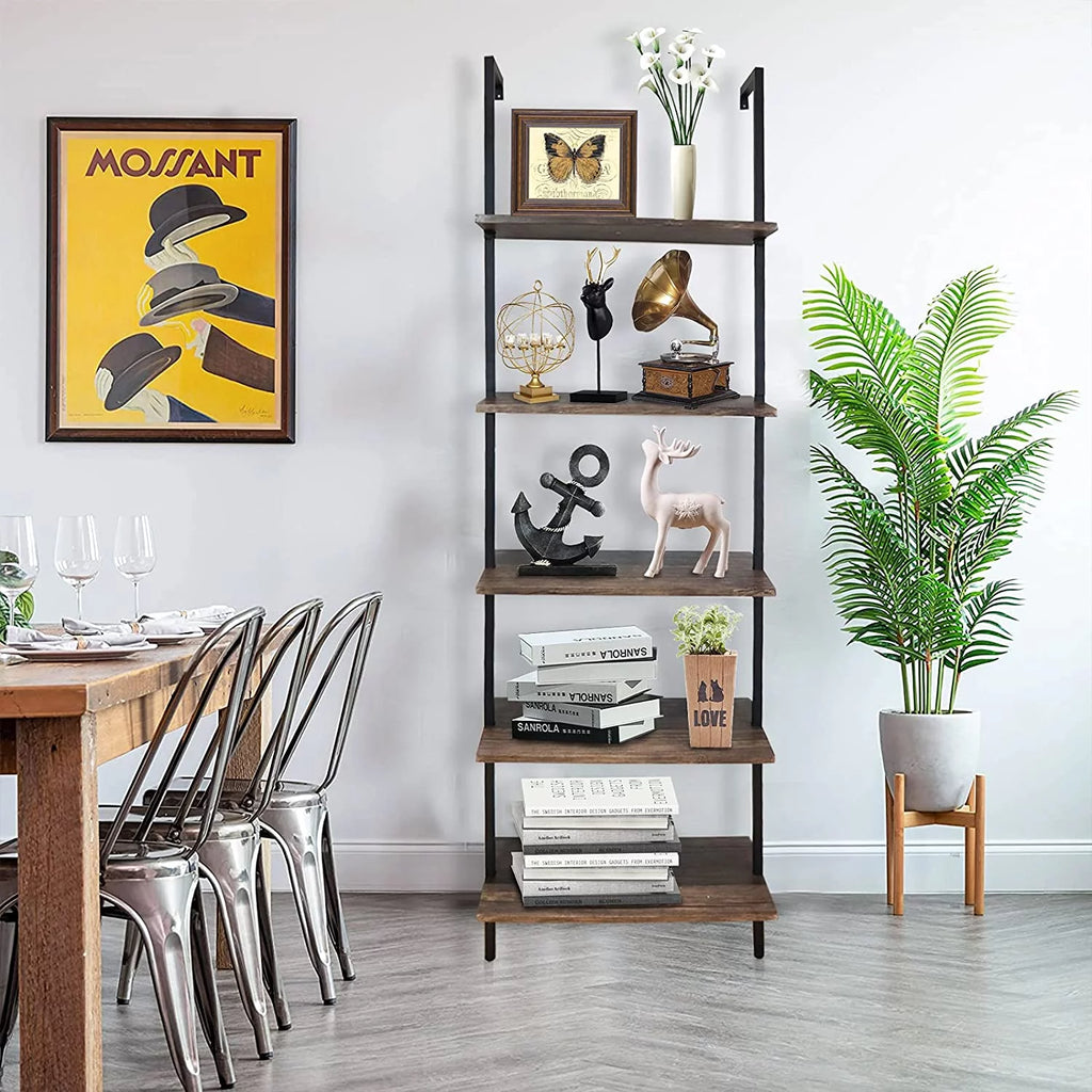 5-tier Wall-mounted Wood Bookshelf N5739