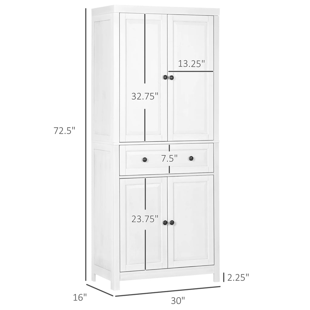 White Pinewood Kitchen Pantry Storage Cabinet Y7558
