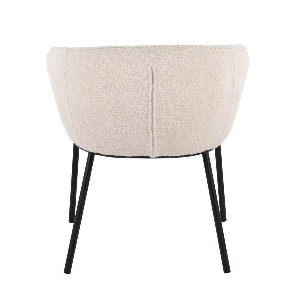 Contemporary Chair in Black Steel and White Sherpa Fabric L134969