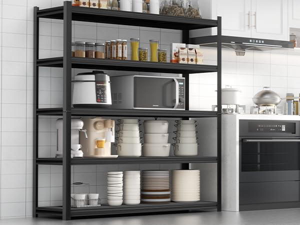 72" H 5 Tier Metal Shelving 2000LBS Black G305