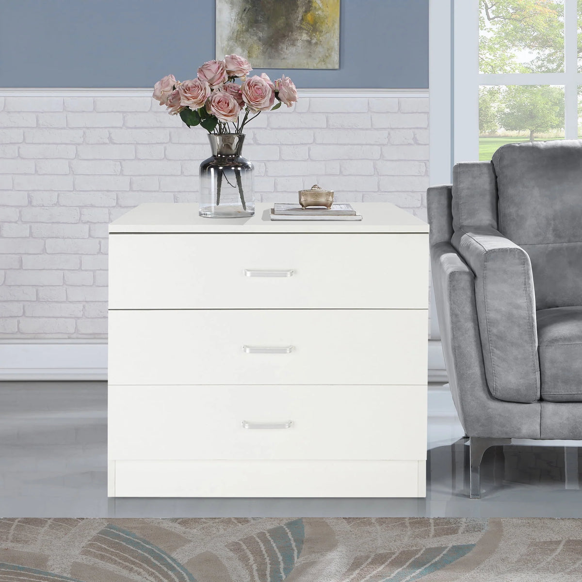 Black 4 Drawer Wood Dresser S626