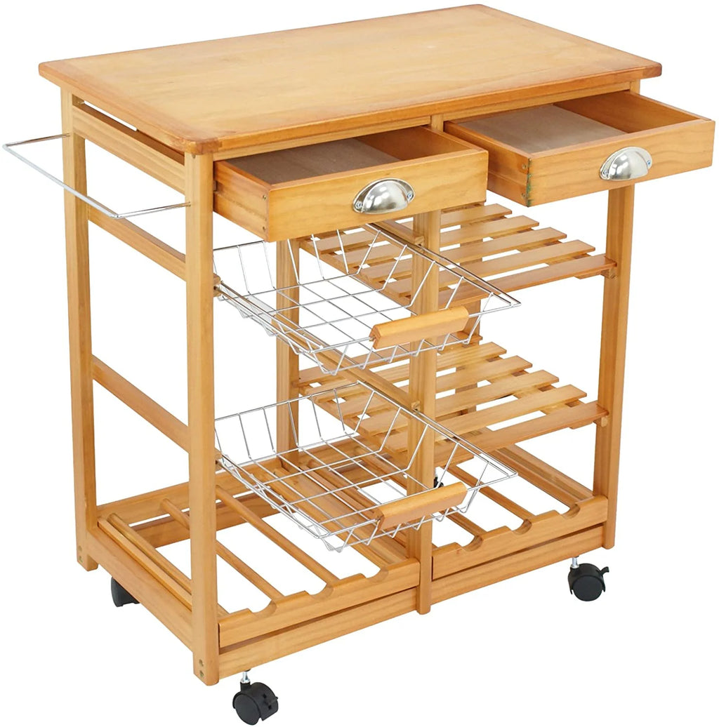 Kitchen Cart Island Rolling Wooden Storage Trolley J67881