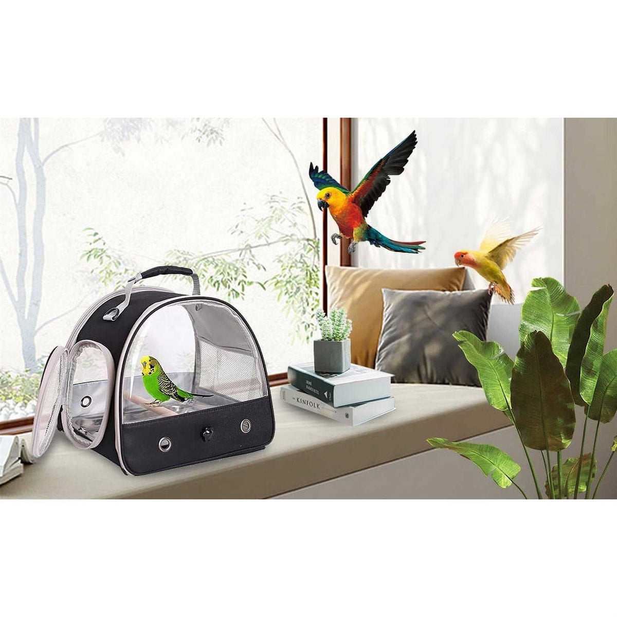 Small Bird Cage with Standing Perch and Stainless Steel Tray O6886