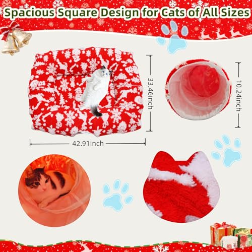 Christmas Cat Tunnel Bed with Warm Mat G19438
