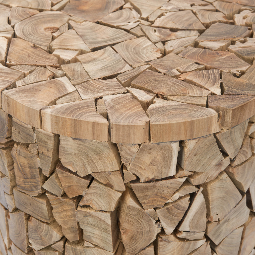 Teak Oak Round Stool/Table F5477
