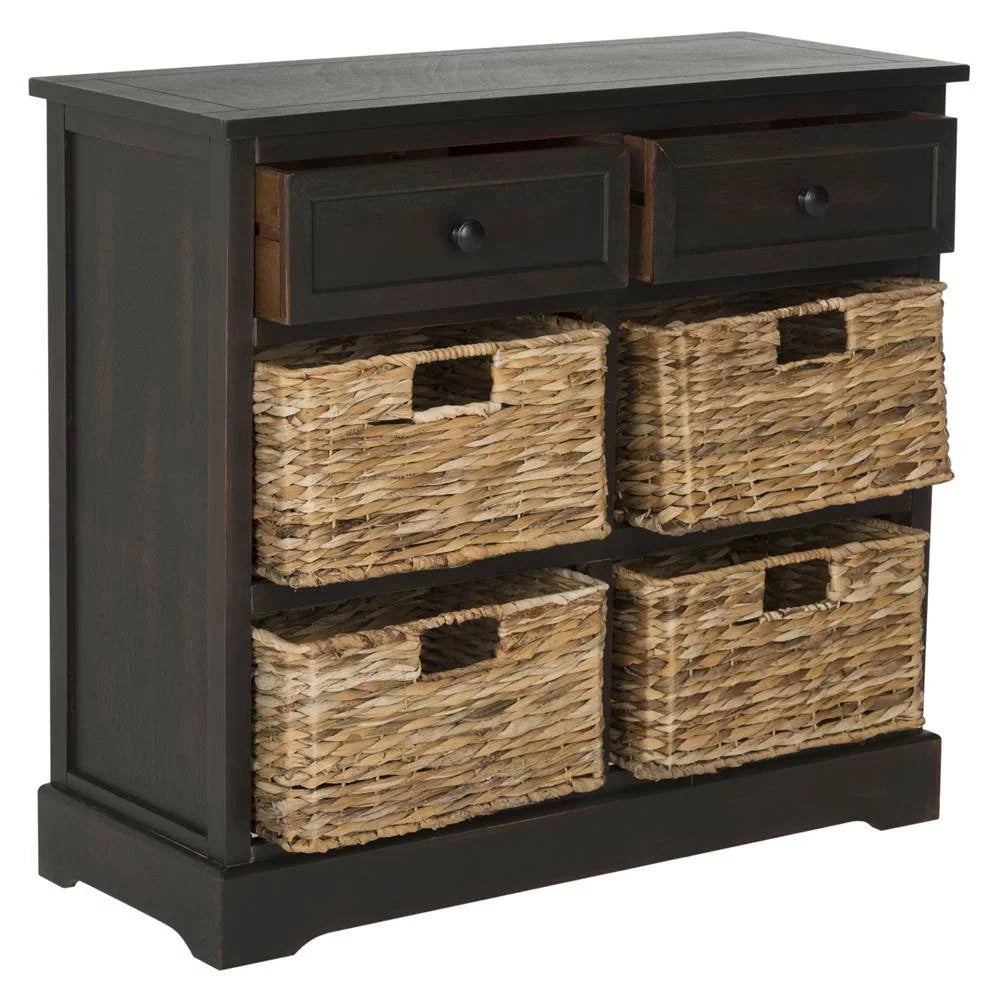 2-Drawer Storage Unit with 4 Wicker Baskets F4500