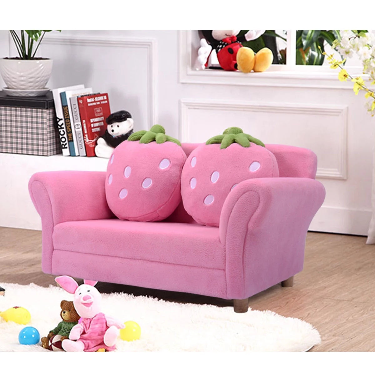 Kids Sofa Armrest Chair with 2 Pillow Pink I724784