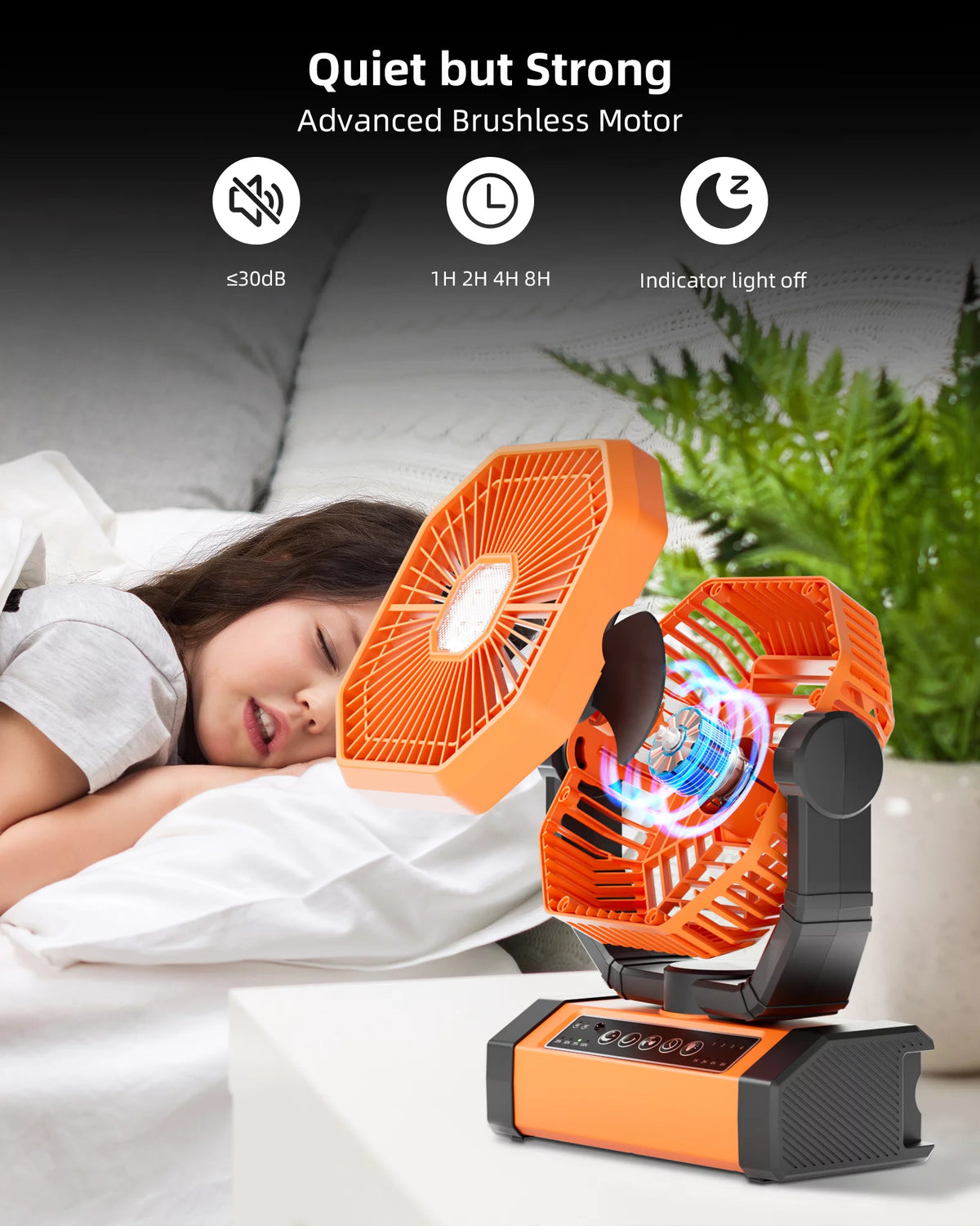 Portable Camping Fan 20000mAh Rechargeable with LED Lantern C1875